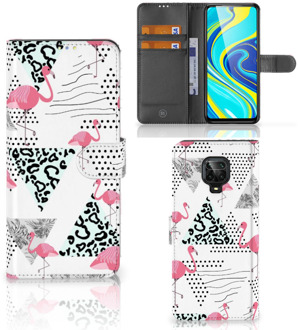 B2Ctelecom Bookstyle Case Xiaomi Redmi Note 9 Pro | Note 9S Telefoonhoesje Personaliseren Flamingo Triangle