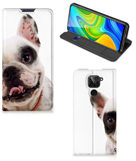 B2Ctelecom Bookstyle Case Xiaomi Redmi Note 9 Smart Cover Franse Bulldog