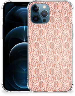 B2Ctelecom Bumper Hoesje iPhone 12 | 12 Pro Telefoonhoesje  met doorzichtige rand Pattern Orange