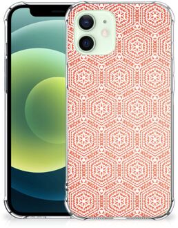 B2Ctelecom Bumper Hoesje iPhone 12 Mini Telefoonhoesje  met doorzichtige rand Pattern Orange