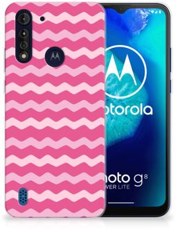 B2Ctelecom Bumper Hoesje Motorola Moto G8 Power Lite Smartphone hoesje Waves Pink