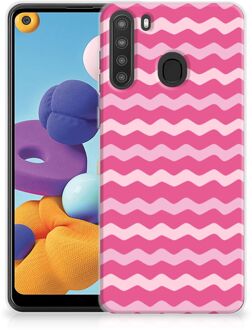 B2Ctelecom Bumper Hoesje Samsung Galaxy A21 Smartphone hoesje Waves Pink