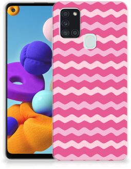 B2Ctelecom Bumper Hoesje Samsung Galaxy A21s Smartphone hoesje Waves Pink