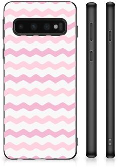 B2Ctelecom Bumper Hoesje Samsung Galaxy S10 GSM Hoesje met Zwarte rand Waves Roze