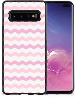 B2Ctelecom Bumper Hoesje Samsung Galaxy S10+ GSM Hoesje met Zwarte rand Waves Roze