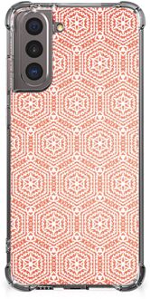 B2Ctelecom Bumper Hoesje Samsung Galaxy S21 Telefoonhoesje  met doorzichtige rand Pattern Orange