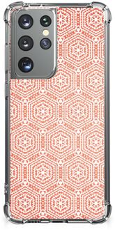 B2Ctelecom Bumper Hoesje Samsung Galaxy S21 Ultra Telefoonhoesje  met doorzichtige rand Pattern Orange