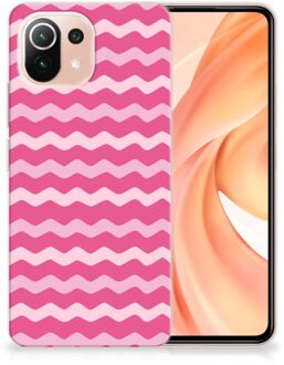 B2Ctelecom Bumper Hoesje Xiaomi Mi 11 Lite Smartphone hoesje Waves Pink