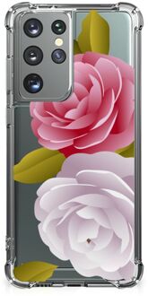 B2Ctelecom Case Anti-shock Samsung Galaxy S21 Ultra GSM Hoesje met doorzichtige rand Roses