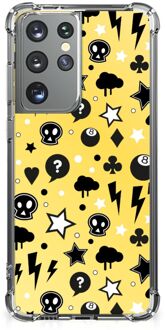 B2Ctelecom Case Samsung Galaxy S21 Ultra GSM Hoesje met doorzichtige rand Punk Yellow