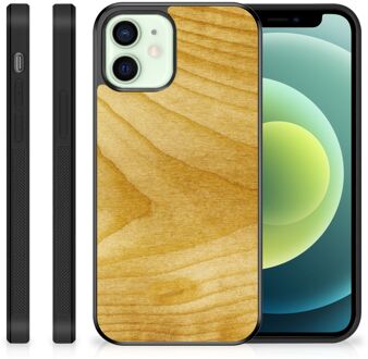 B2Ctelecom Cover Case iPhone 12 Mini GSM Hoesje met Zwarte rand Licht Hout