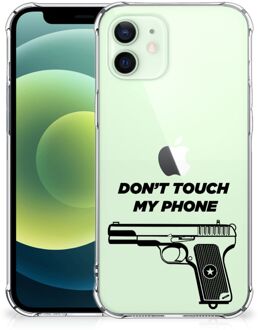 B2Ctelecom Cover Case iPhone 12 Mini Telefoonhoesje  met doorzichtige rand Pistol Don't Touch My Phone