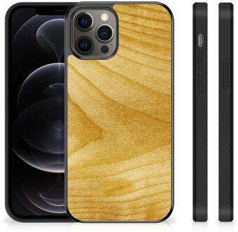 B2Ctelecom Cover Case iPhone 12 Pro Max GSM Hoesje met Zwarte rand Licht Hout