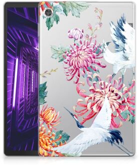 B2Ctelecom Cover Case Lenovo Tab M10 Plus Hoesje Super als Cadeau voor Vriendin Bird Flowers met doorzichte zijkanten