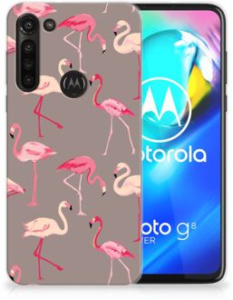 B2Ctelecom Cover Case Motorola Moto G8 Power Smartphone hoesje Flamingo