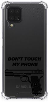 B2Ctelecom Cover Case Samsung Galaxy A12 Telefoonhoesje  met doorzichtige rand Pistol Don't Touch My Phone