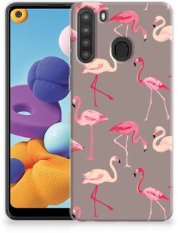 B2Ctelecom Cover Case Samsung Galaxy A21 Smartphone hoesje Flamingo