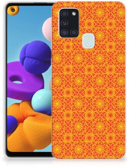 B2Ctelecom Cover Case Samsung Galaxy A21s Smartphone hoesje Batik Orange