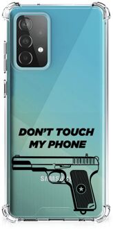 B2Ctelecom Cover Case Samsung Galaxy A52 4G/5G Telefoonhoesje  met doorzichtige rand Pistol Don't Touch My Phone