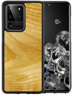 B2Ctelecom Cover Case Samsung Galaxy S20 Ultra GSM Hoesje met Zwarte rand Licht Hout