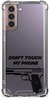 B2Ctelecom Cover Case Samsung Galaxy S21 Plus Telefoonhoesje  met doorzichtige rand Pistol Don't Touch My Phone