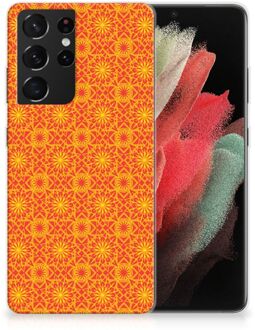 B2Ctelecom Cover Case Samsung Galaxy S21 Ultra Smartphone hoesje Batik Orange