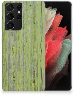 B2Ctelecom Cover Case Samsung Galaxy S21 Ultra Smartphone hoesje Green Wood