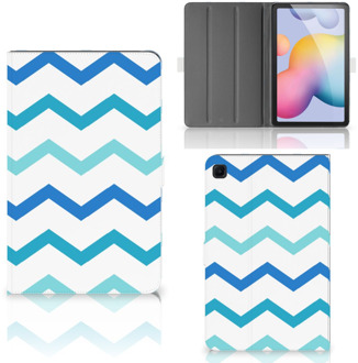 B2Ctelecom Cover Case Samsung Galaxy Tab S6 Lite Cover met Magneetsluiting Zigzag Blauw