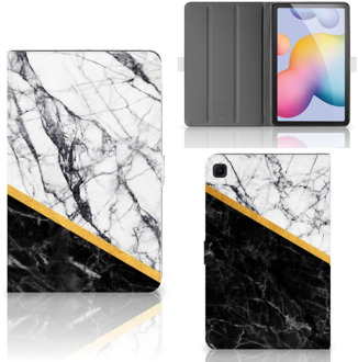 B2Ctelecom Cover Case Samsung Galaxy Tab S6 Lite Hoes met Standaard Marble White Black