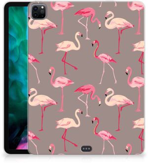 B2Ctelecom Cover iPad Pro 12.9 (2020) | iPad Pro 12.9 (2021) Back Case Flamingo met transparant zijkanten