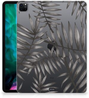 B2Ctelecom Cover iPad Pro 12.9 (2020) | iPad Pro 12.9 (2021) Hoesje Leaves Grey met transparant zijkanten