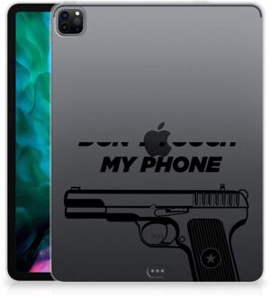 B2Ctelecom Cover iPad Pro 12.9 (2020) | iPad Pro 12.9 (2021) Tablet Hoesje met foto Pistol Don't Touch My Phone met transparant zijkanten