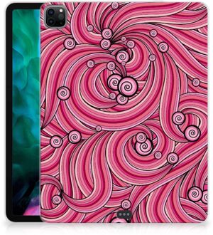 B2Ctelecom Cover iPad Pro 12.9 (2020) | iPad Pro 12.9 (2021) TPU Siliconen Hoes Swirl Pink met transparant zijkanten