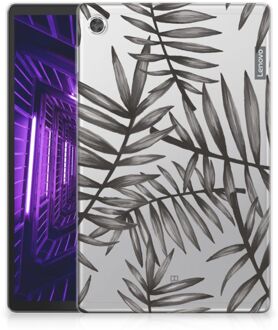 B2Ctelecom Cover Lenovo Tab M10 Plus Hoesje Leaves Grey met transparant zijkanten