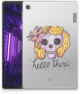 B2Ctelecom Cover Lenovo Tab M10 Plus Hoesje met naam Boho Skull met transparant zijkanten