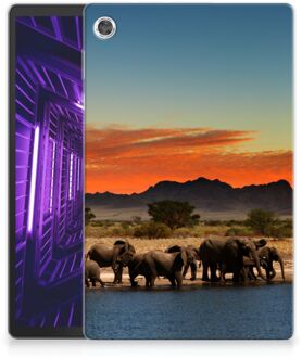 B2Ctelecom Cover Lenovo Tab M10 Plus Silicone Back Cover met Foto Olifanten met transparant zijkanten