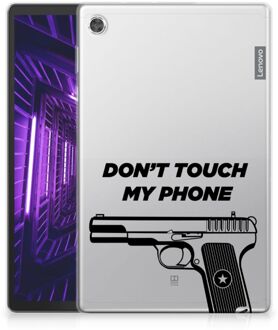 B2Ctelecom Cover Lenovo Tab M10 Plus Tablet Hoesje met foto Pistol Don't Touch My Phone met transparant zijkanten