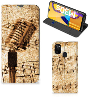 B2Ctelecom Cover Ontwerpen Samsung Galaxy M21 Telefoonhoesje Bladmuziek