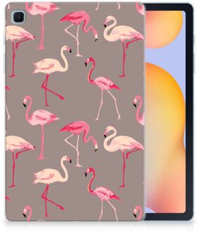 B2Ctelecom Cover Samsung Galaxy Tab S6 Lite Back Case Flamingo met transparant zijkanten