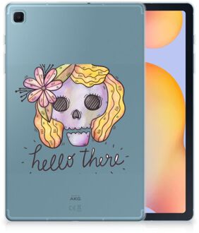 B2Ctelecom Cover Samsung Galaxy Tab S6 Lite Hoesje met naam Boho Skull met transparant zijkanten