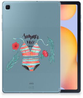 B2Ctelecom Cover Samsung Galaxy Tab S6 Lite Tablettas Quotes Boho Summer met transparant zijkanten