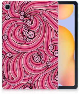 B2Ctelecom Cover Samsung Galaxy Tab S6 Lite TPU Siliconen Hoes Swirl Pink met transparant zijkanten