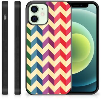 B2Ctelecom Doorzichtig Hoesje iPhone 12 Mini TPU Siliconen Hoesje met Zwarte rand Zigzag Color