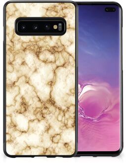 B2Ctelecom Doorzichtig Hoesje Samsung Galaxy S10+ Leuk TPU Backcase met Zwarte rand Marmer Goud