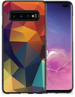 B2Ctelecom Doorzichtig Hoesje Samsung Galaxy S10+ Siliconen Back Cover met Zwarte rand Polygon Color