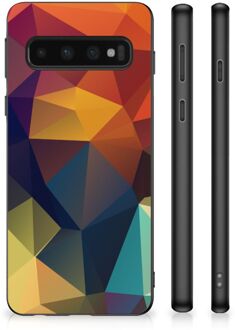 B2Ctelecom Doorzichtig Hoesje Samsung Galaxy S10 Siliconen Back Cover met Zwarte rand Polygon Color