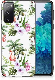 B2Ctelecom Doorzichtig Hoesje Samsung Galaxy S20 GSM Hoesje met Zwarte rand Flamingo Palms