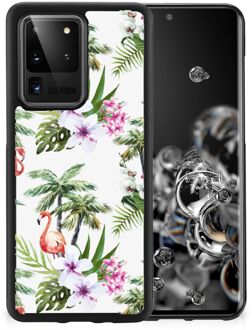 B2Ctelecom Doorzichtig Hoesje Samsung Galaxy S20 Ultra GSM Hoesje met Zwarte rand Flamingo Palms