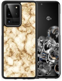 B2Ctelecom Doorzichtig Hoesje Samsung Galaxy S20 Ultra Leuk TPU Backcase met Zwarte rand Marmer Goud