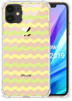 B2Ctelecom Doorzichtige Silicone Hoesje iPhone 11 Waves Geel